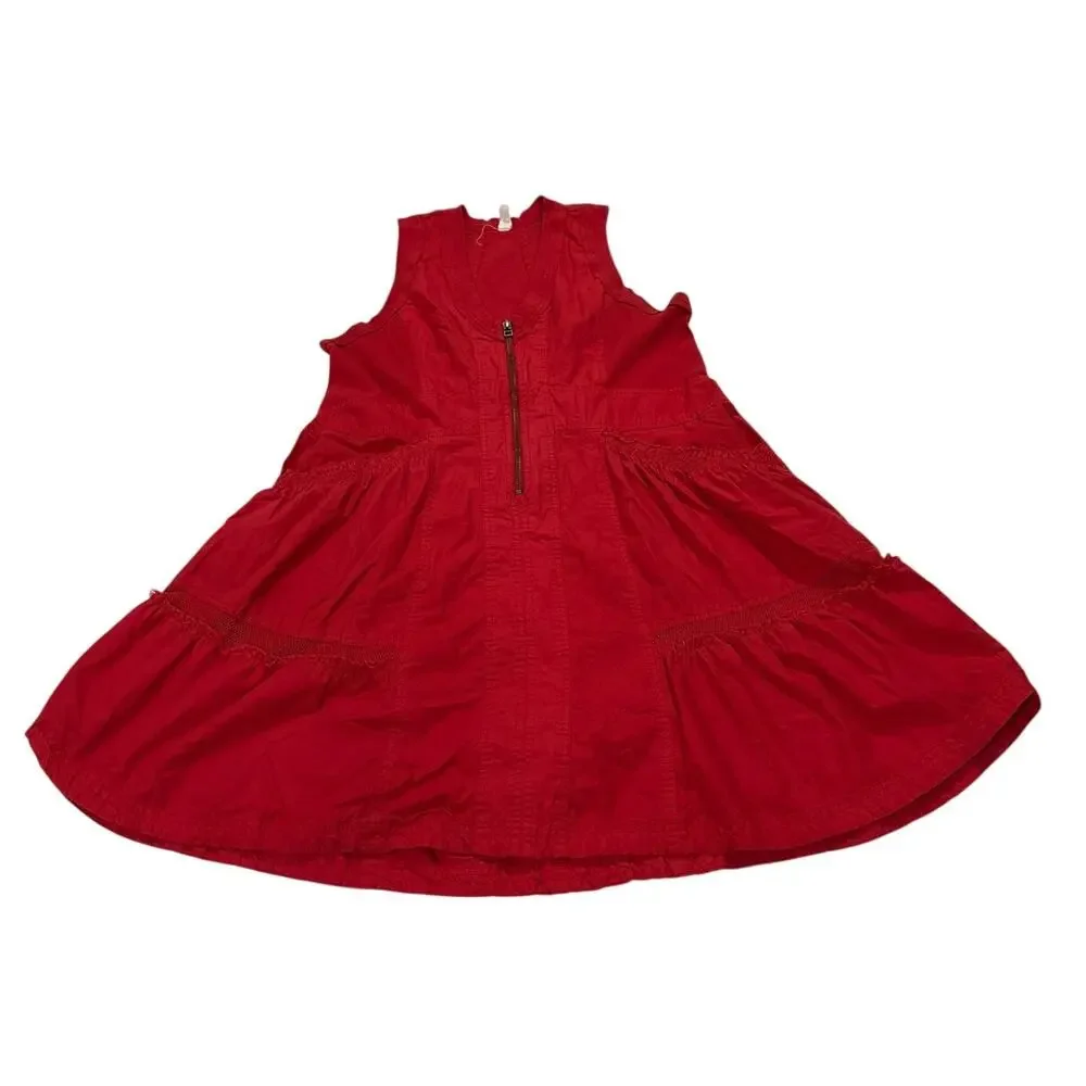 Daily Practice Anthropologie Womens Medium Red Trek Utility Mini Dress Pockets - Picture 3 of 11